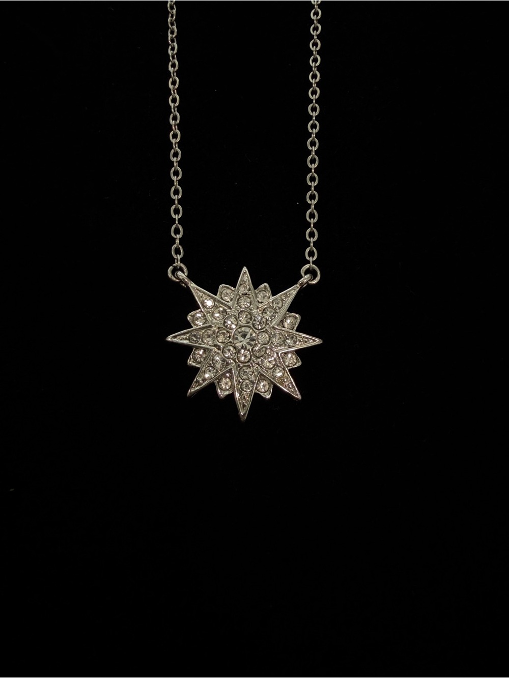 Jessica Simpson Silver Crystal Starburst Necklace